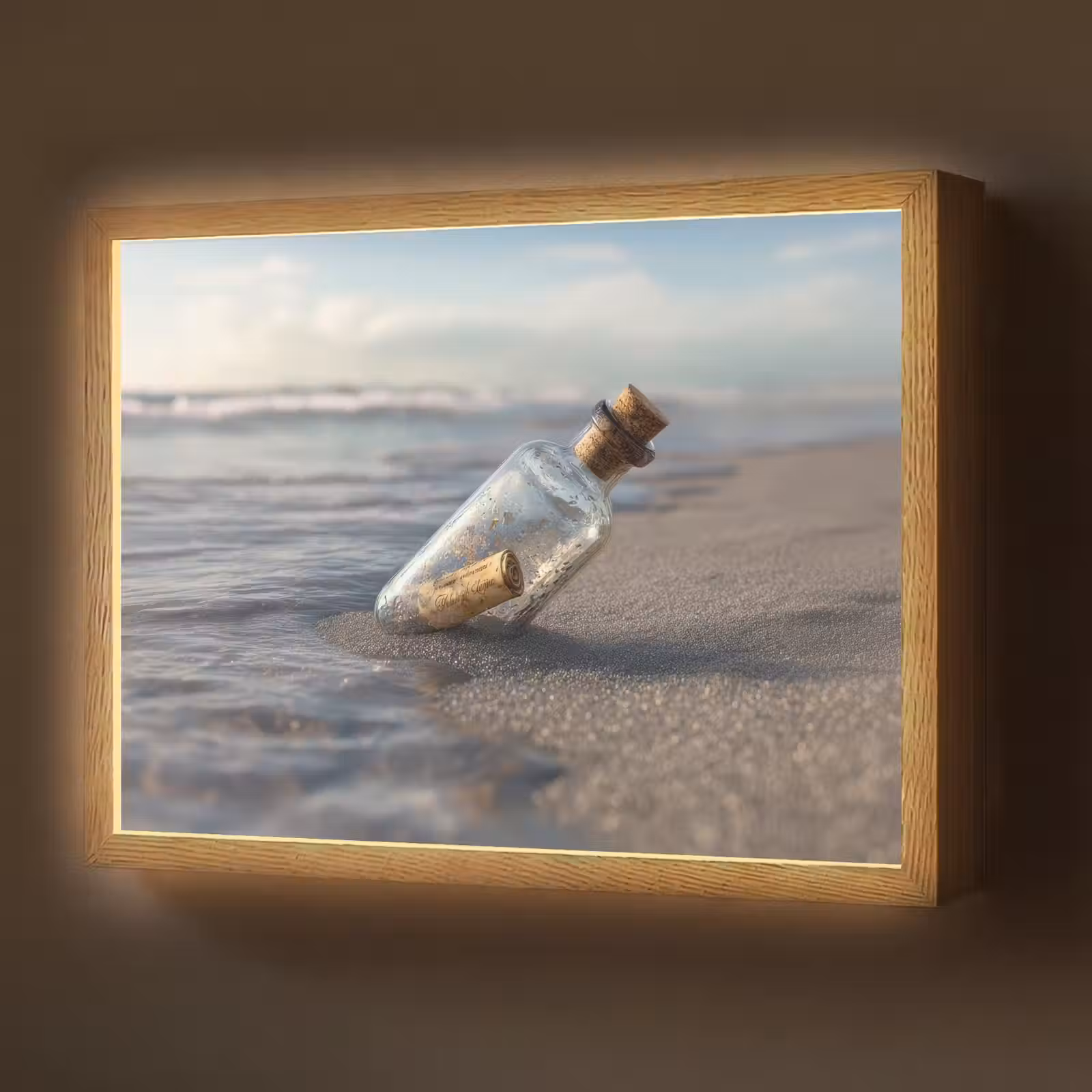 Lightbox - Wandlamp - Glazenfles - Post - Zee - Zand — 1