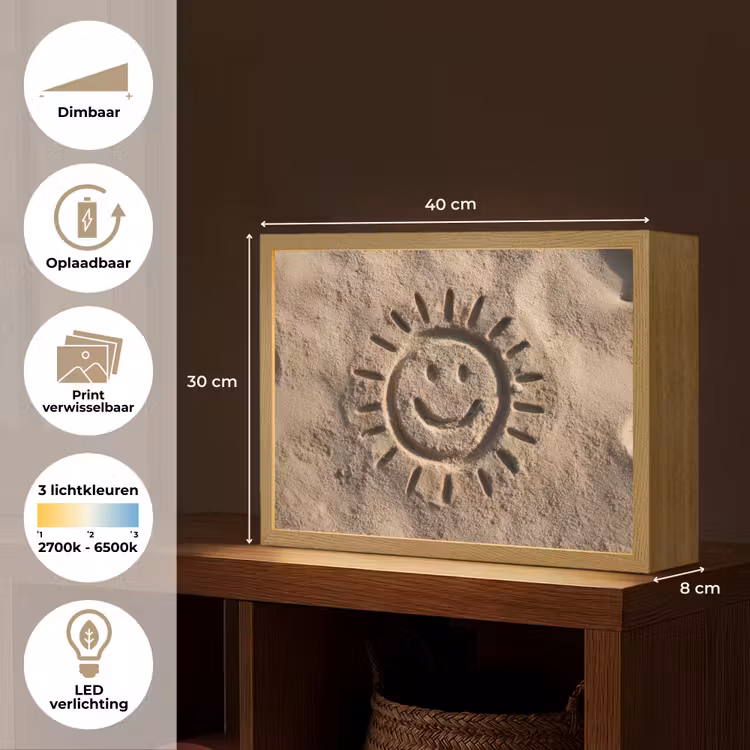 Lightbox - Wandlamp - Gezichtje - Zon - Zand - Getekend — 10