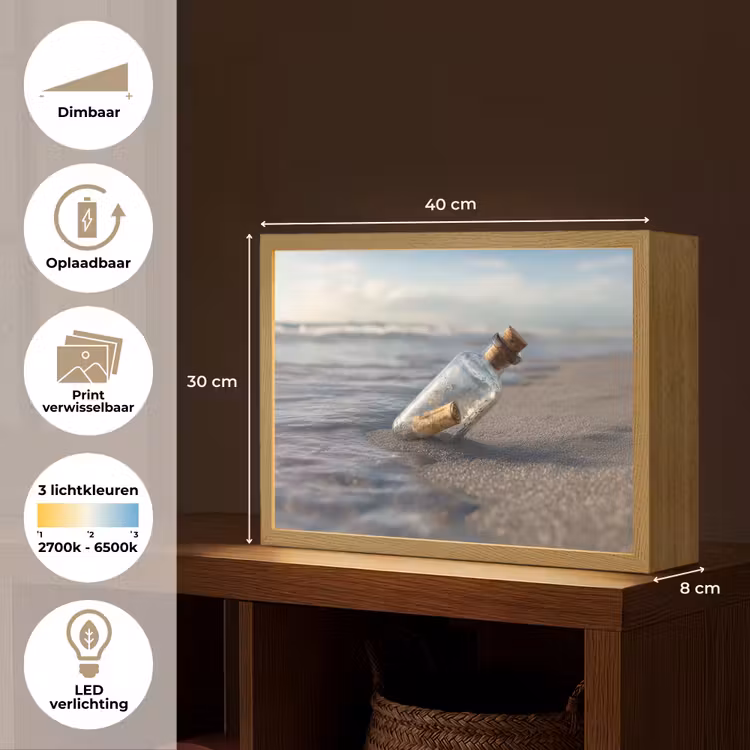 Lightbox - Wandlamp - Glazenfles - Post - Zee - Zand — 10