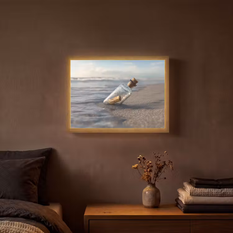Lightbox - Wandlamp - Glazenfles - Post - Zee - Zand — 3