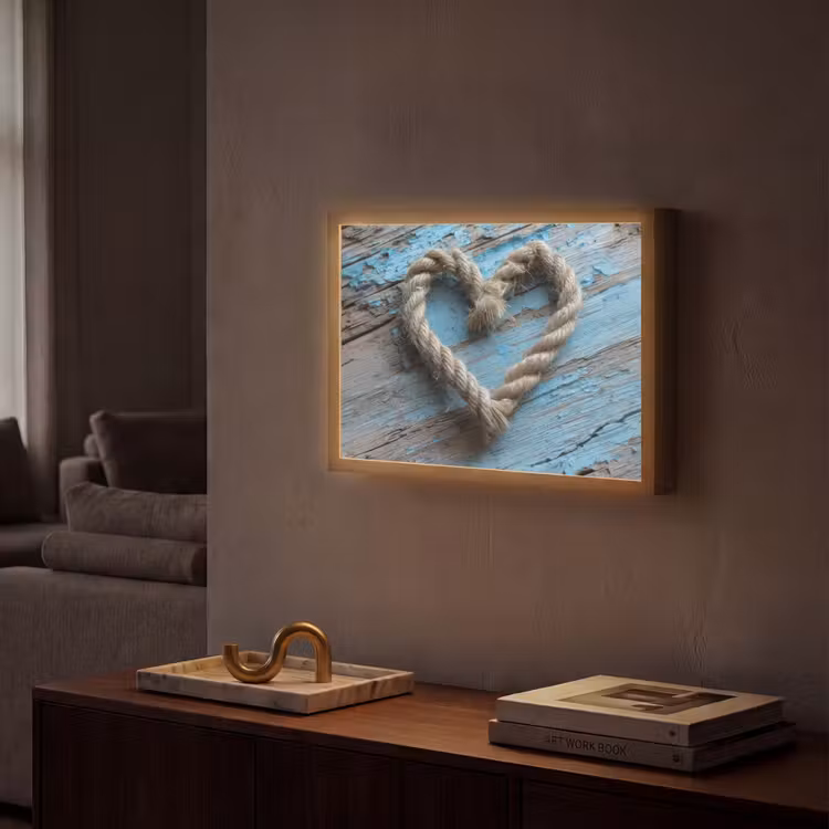 Lightbox - Wandlamp - Hart - Touw - Hout - Rustiek — 2