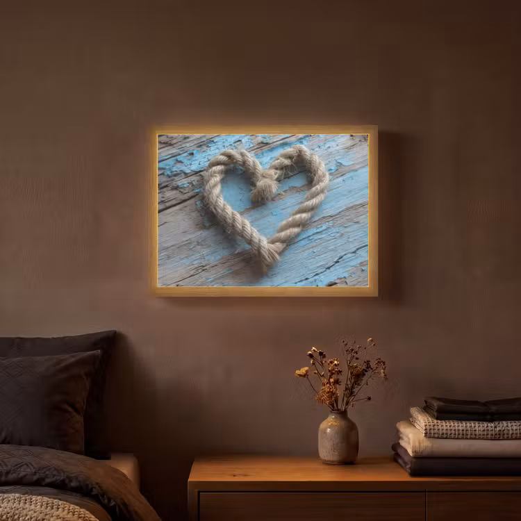 Lightbox - Wandlamp - Hart - Touw - Hout - Rustiek — 3