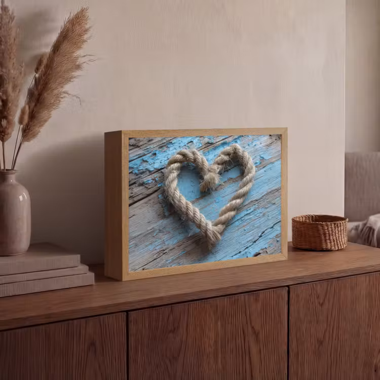 Lightbox - Wandlamp - Hart - Touw - Hout - Rustiek — 4