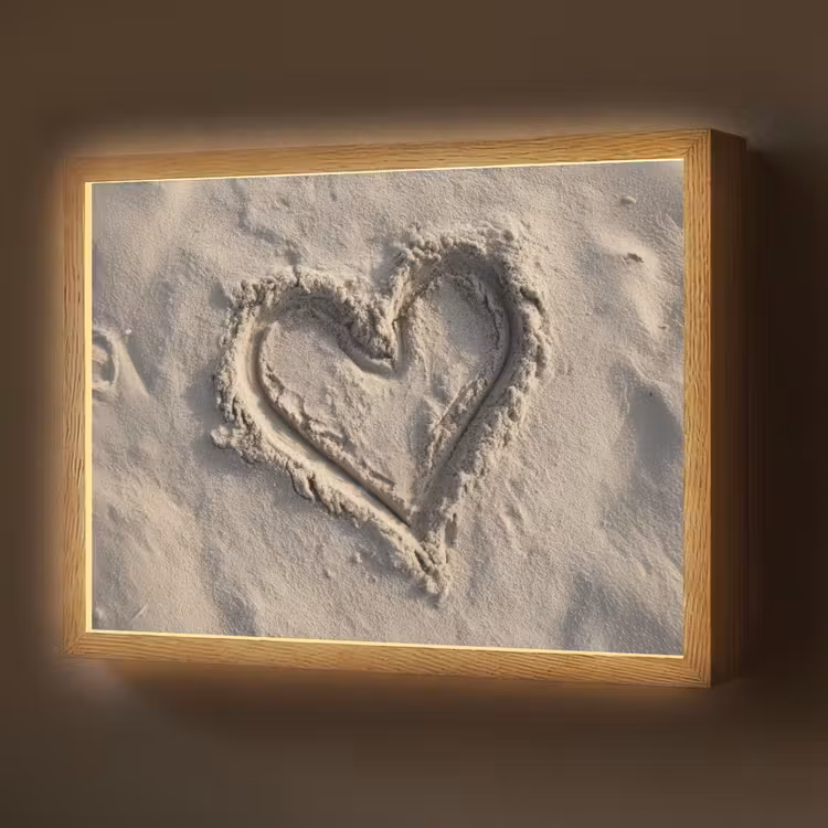 Lightbox - Wandlamp - Hartvorm - Getekend - Beige - Zand — 1