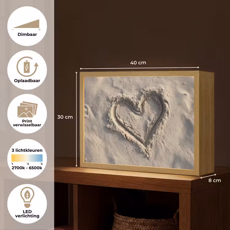Lightbox - Wandlamp - Hartvorm - Getekend - Beige - Zand — 10