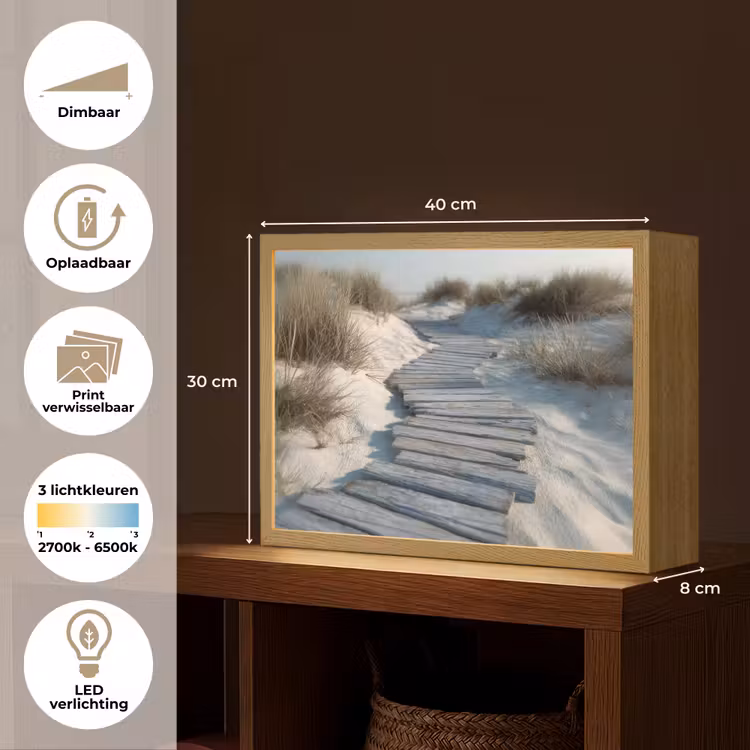 Lightbox - Wandlamp - Pad - Planken - Duinen - Gras — 10