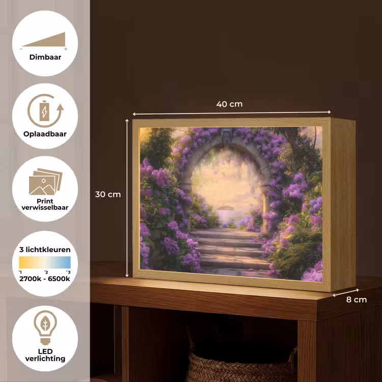 Lightbox - Wandlamp - Poort - Paars - Bloemen — 10