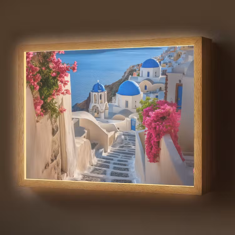 Lightbox - Wandlamp - Santorini - Bloemen - Griekenland — 1