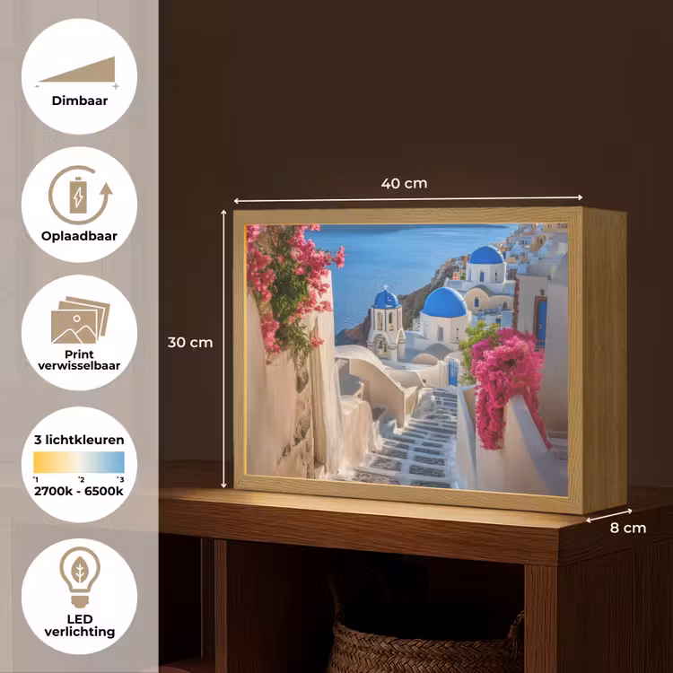 Lightbox - Wandlamp - Santorini - Bloemen - Griekenland — 10
