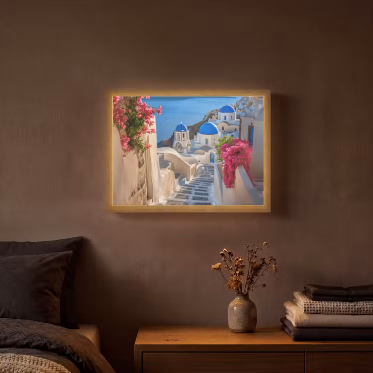 Lightbox - Wandlamp - Santorini - Bloemen - Griekenland — 3