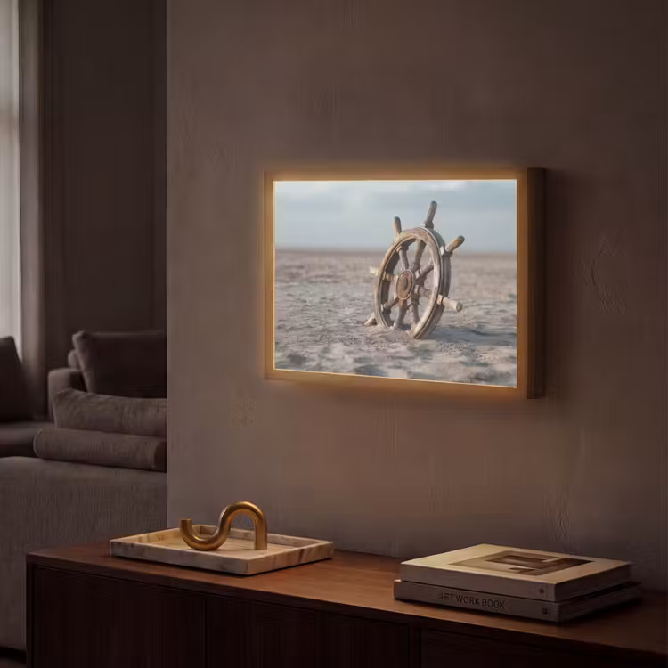 Lightbox - Wandlamp - Scheepsstuur - Hout - Bruin - Zand — 2