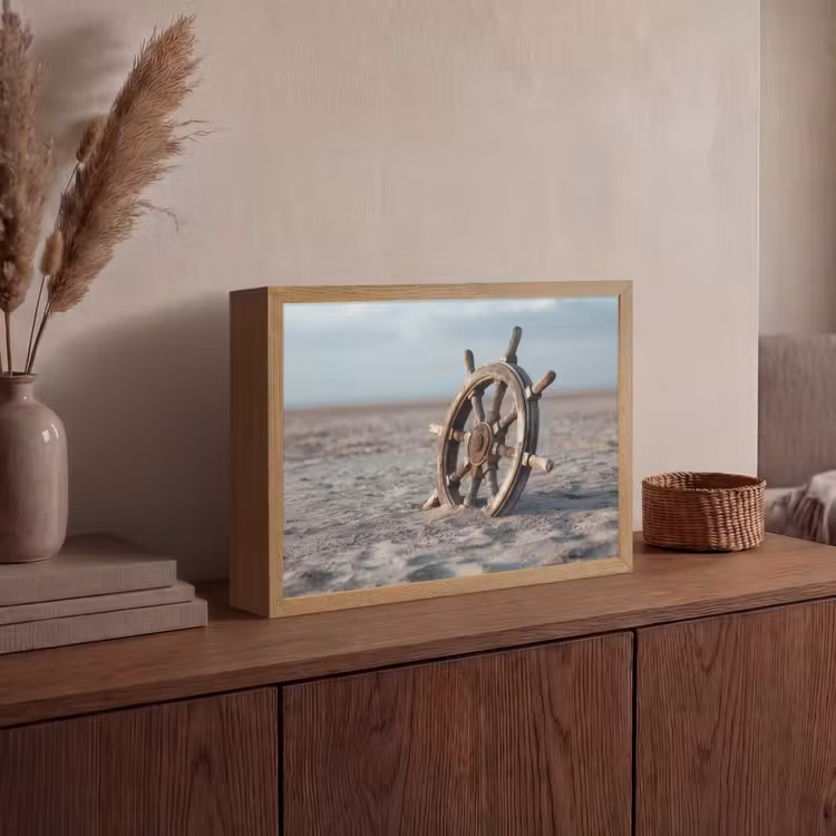 Lightbox - Wandlamp - Scheepsstuur - Hout - Bruin - Zand — 4