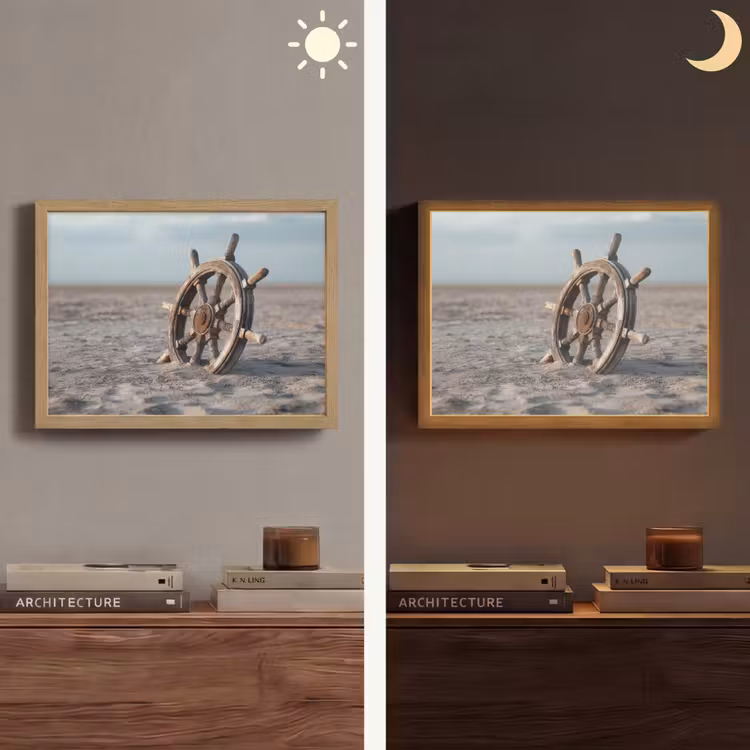 Lightbox - Wandlamp - Scheepsstuur - Hout - Bruin - Zand — 6