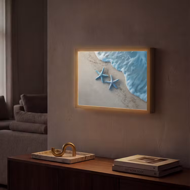 Lightbox - Wandlamp - Zeesterren - Zand - Zee - Blauw — 2
