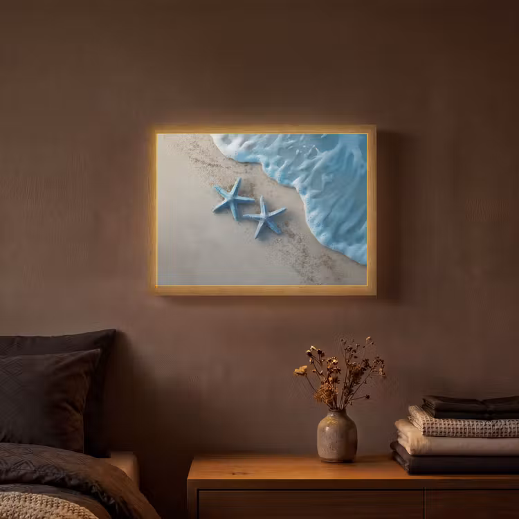 Lightbox - Wandlamp - Zeesterren - Zand - Zee - Blauw — 3