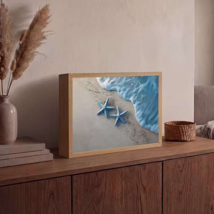 Lightbox - Wandlamp - Zeesterren - Zand - Zee - Blauw — 4
