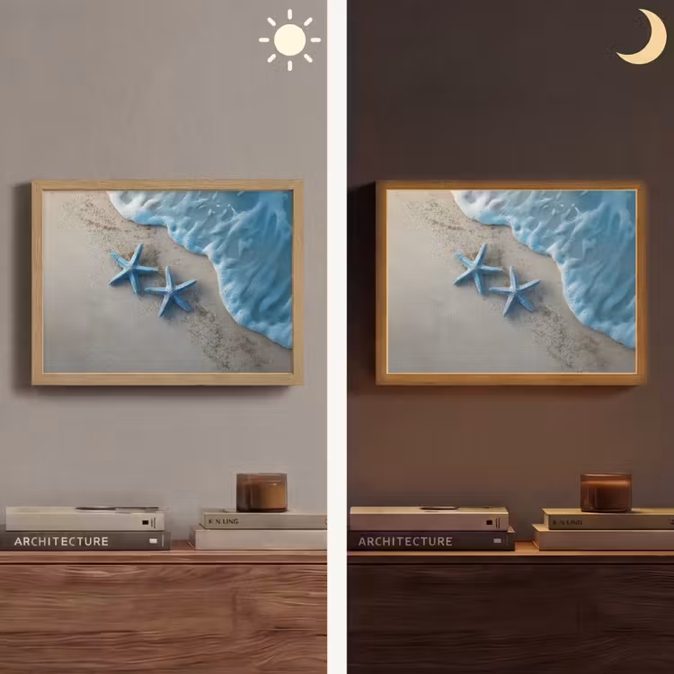 Lightbox - Wandlamp - Zeesterren - Zand - Zee - Blauw — 6