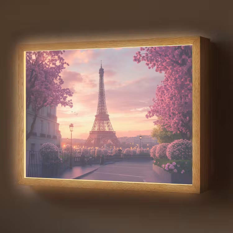 Lightbox - Wandlamp - Eiffeltoren - Parijs - Roze — 1