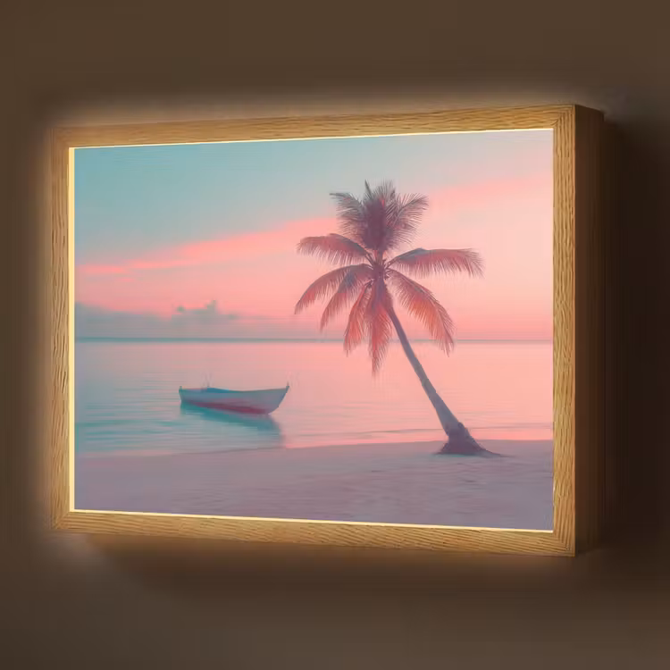 Lightbox - Wandlamp - Zee - Boot - Zonsondergang — 1