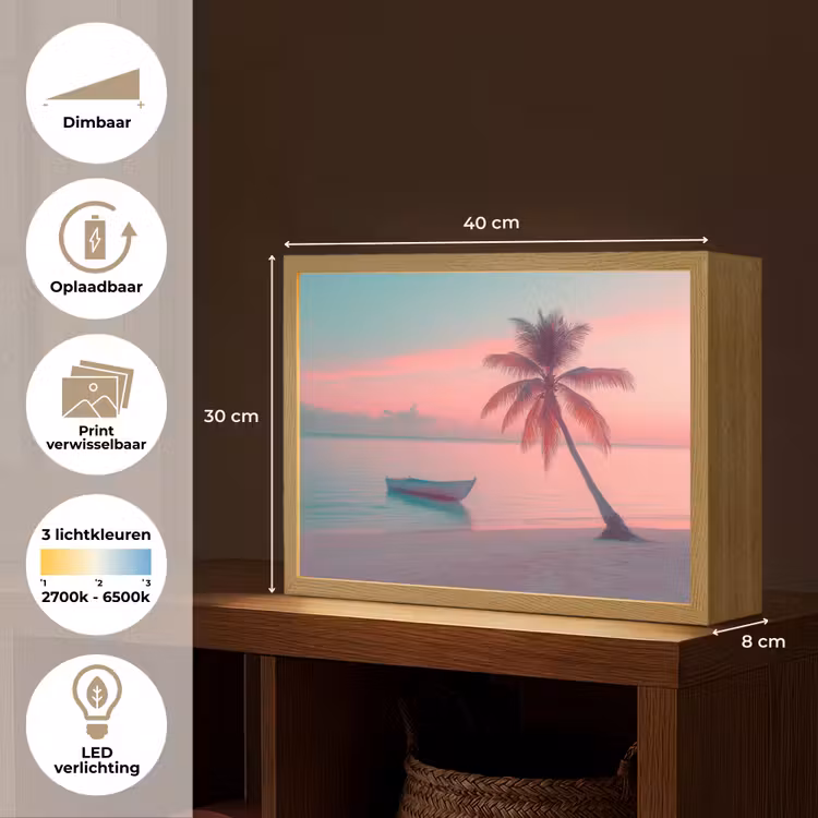 Lightbox - Wandlamp - Zee - Boot - Zonsondergang — 10
