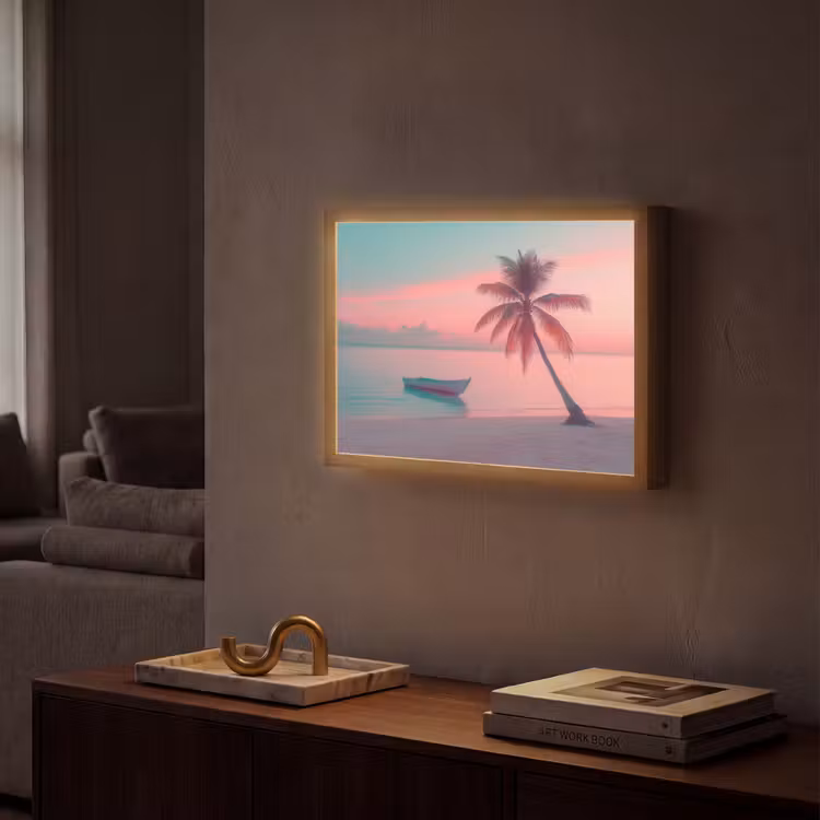 Lightbox - Wandlamp - Zee - Boot - Zonsondergang — 2