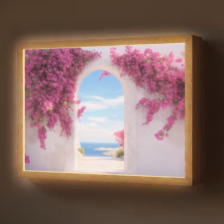 Lightbox - Wandlamp - Zee - Roze - Bloemen - Poort — 1