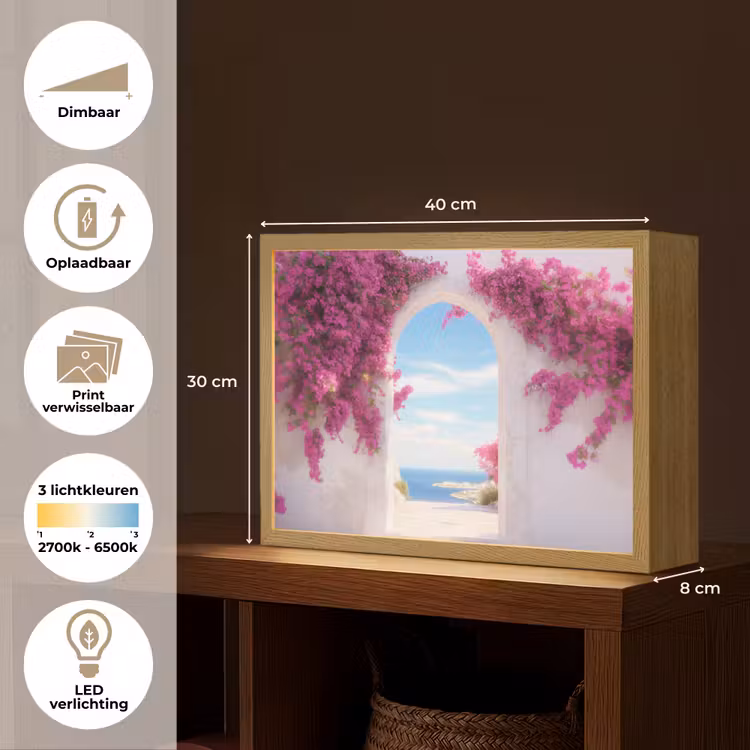 Lightbox - Wandlamp - Zee - Roze - Bloemen - Poort — 10