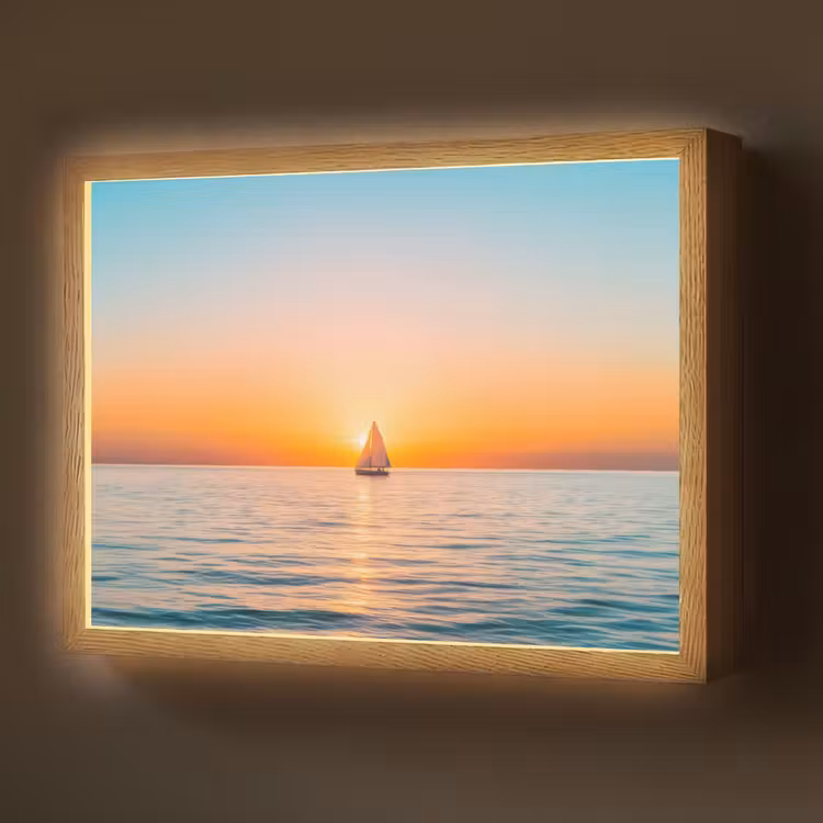 Lightbox - Wandlamp - Zee - Zeilboot - Zonsondergang — 1
