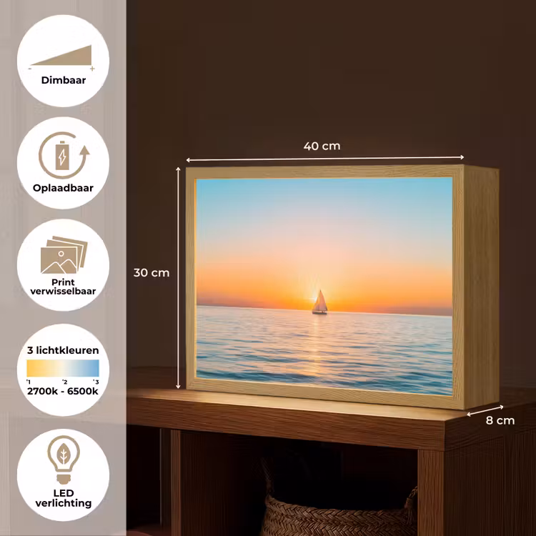 Lightbox - Wandlamp - Zee - Zeilboot - Zonsondergang — 10