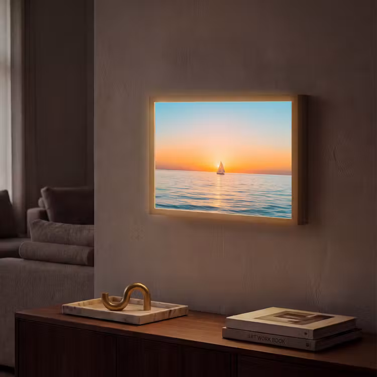 Lightbox - Wandlamp - Zee - Zeilboot - Zonsondergang — 2