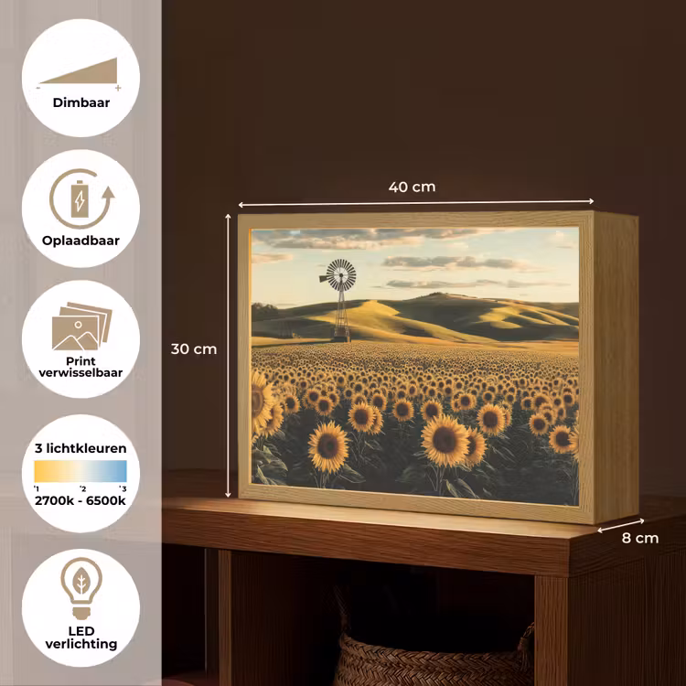 Lightbox - Wandlamp - Zonnebloem - Veld - Windmolen — 10