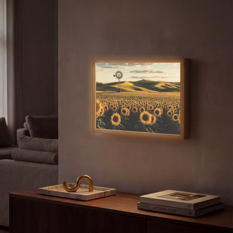 Lightbox - Wandlamp - Zonnebloem - Veld - Windmolen — 2
