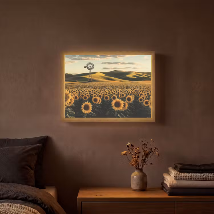Lightbox - Wandlamp - Zonnebloem - Veld - Windmolen — 3