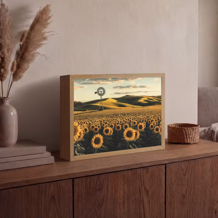 Lightbox - Wandlamp - Zonnebloem - Veld - Windmolen — 4