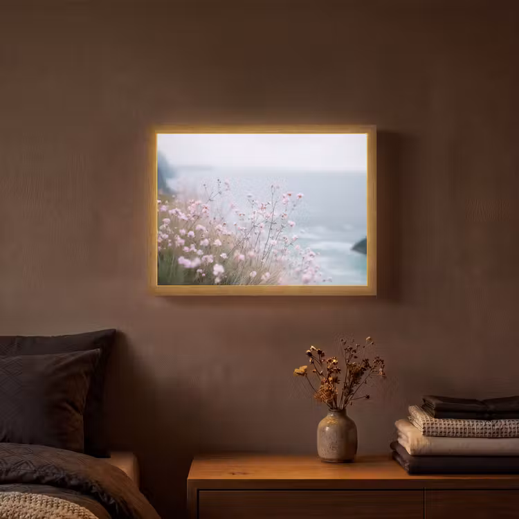 Lightbox - Wandlamp - Klif - Bloemen - Zee - Roze — 3
