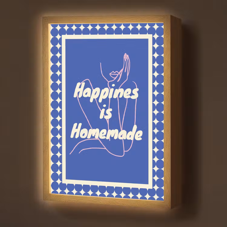 Lightbox - Wandlamp - Lijntekening - Vrouw - Quote - Blauw — 1