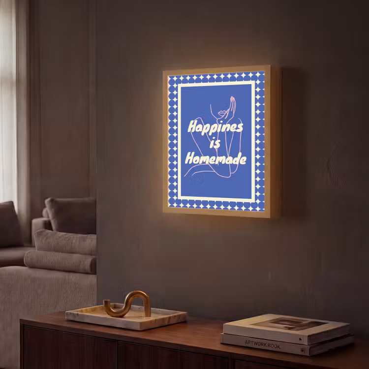 Lightbox - Wandlamp - Lijntekening - Vrouw - Quote - Blauw — 2