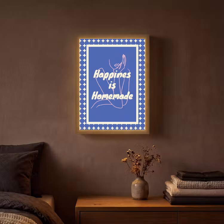 Lightbox - Wandlamp - Lijntekening - Vrouw - Quote - Blauw — 3