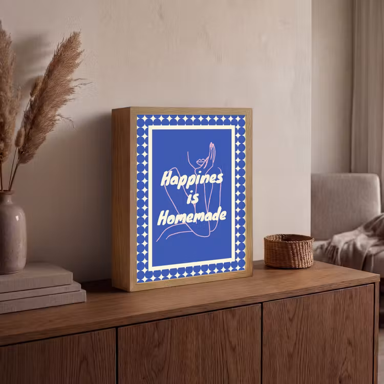 Lightbox - Wandlamp - Lijntekening - Vrouw - Quote - Blauw — 4