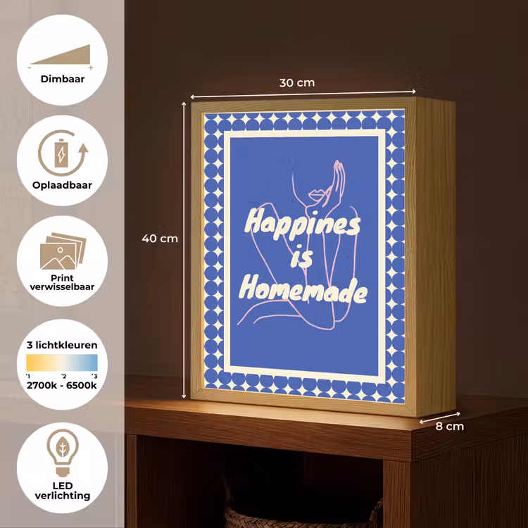 Lightbox - Wandlamp - Lijntekening - Vrouw - Quote - Blauw — 9