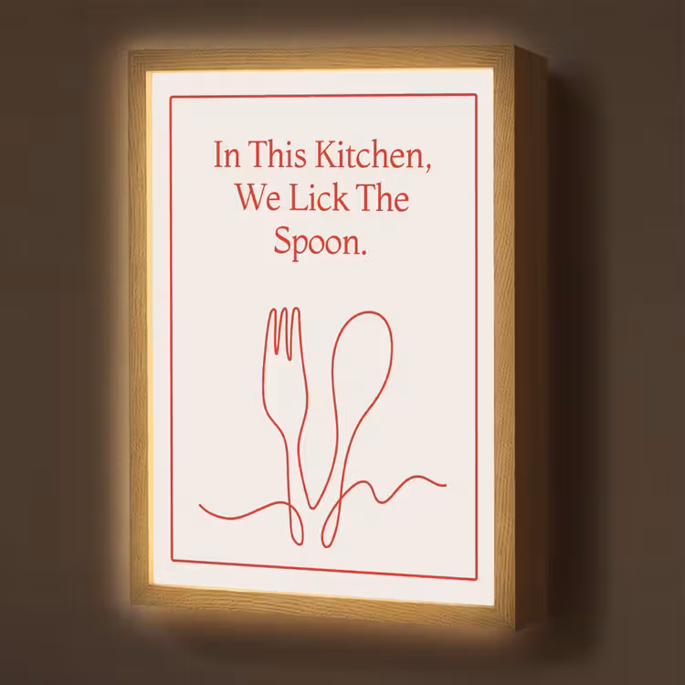 Lightbox - Wandlamp - Minimalistisch - Vork - Lepel - Lijntekening — 1