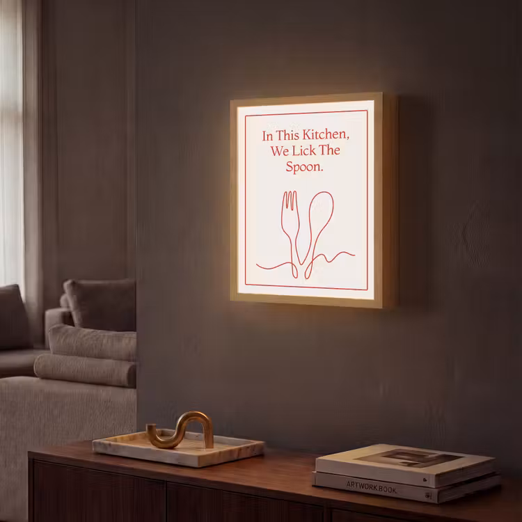 Lightbox - Wandlamp - Minimalistisch - Vork - Lepel - Lijntekening — 2