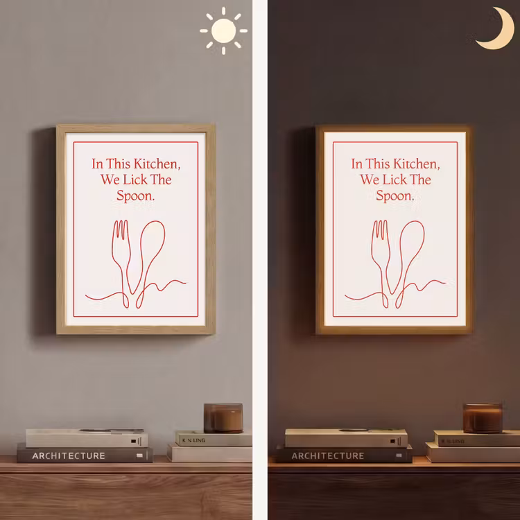 Lightbox - Wandlamp - Minimalistisch - Vork - Lepel - Lijntekening — 5