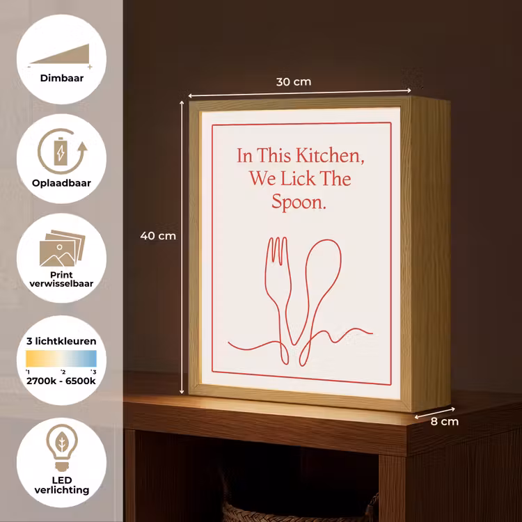Lightbox - Wandlamp - Minimalistisch - Vork - Lepel - Lijntekening — 9