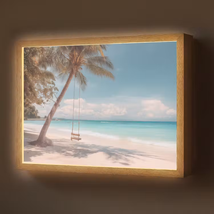 Lightbox - Wandlamp - Palmboom - Schommel - Strand - Lucht — 1