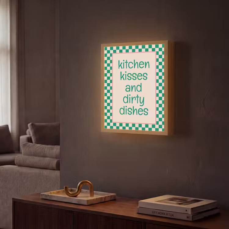Lightbox - Wandlamp - Quote - Groen - Geblokt - Keuken — 2
