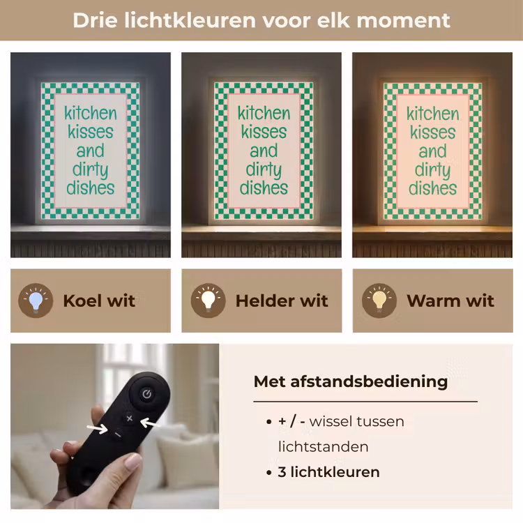 Lightbox - Wandlamp - Quote - Groen - Geblokt - Keuken — 7