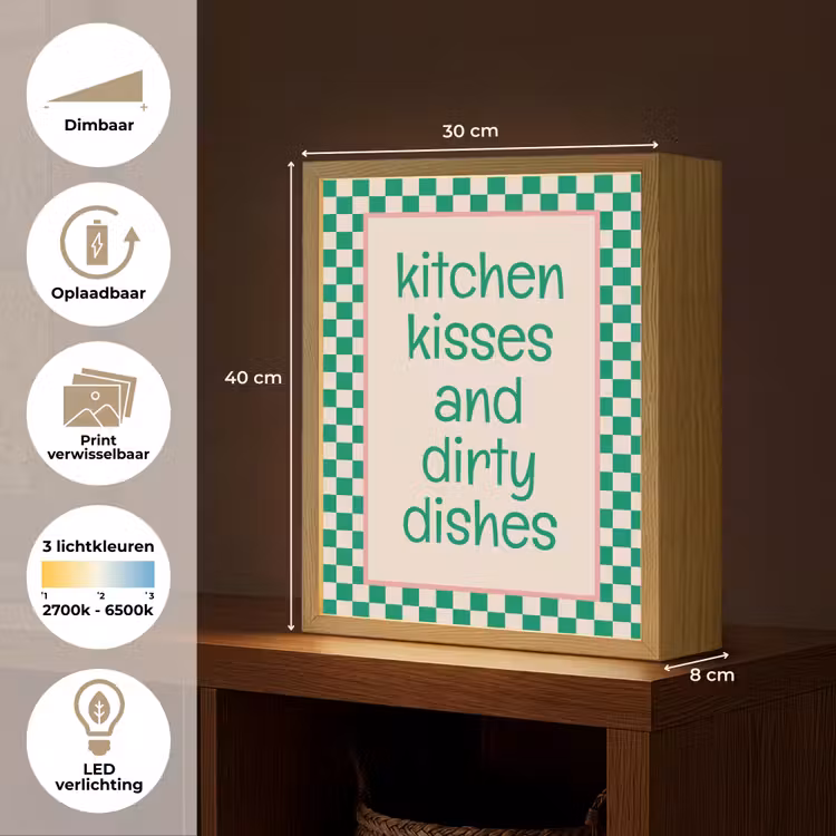 Lightbox - Wandlamp - Quote - Groen - Geblokt - Keuken — 9
