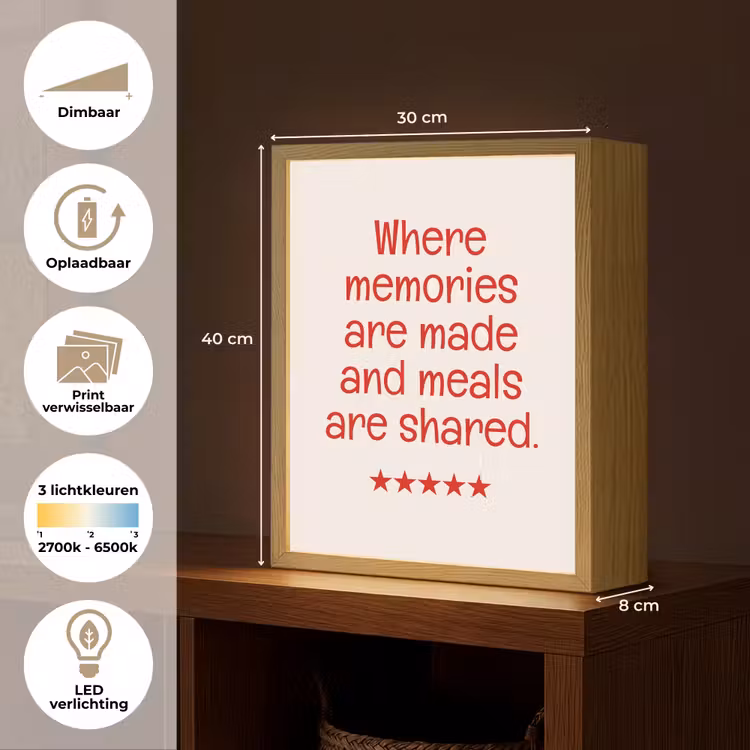 Lightbox - Wandlamp - Quote - Sterren - Rood - Memories — 9