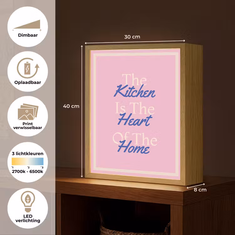 Lightbox - Wandlamp - Tekst - Blauw - Keuken - Kader — 9